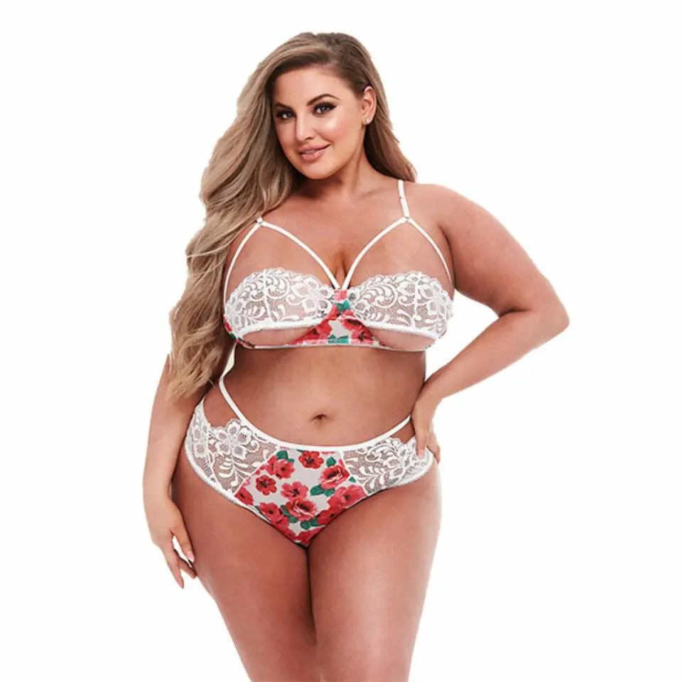 ⁨Komplet - Baci White Floral & Lace Bra Set Queen Size⁩ w sklepie Wasserman.eu