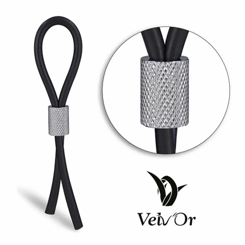 ⁨Velv'Or JBoa regulowany pierścień intymny silikonowo-stalowy czarny 13cm⁩ w sklepie Wasserman.eu