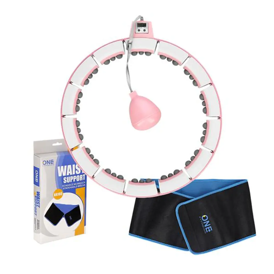 ZESTAW REGULOWANY HULA HOP FH06 PINK Z OBCIĄŻNIKIEM I LICZNIKIEM + PAS BR160 w sklepie Wasserman.eu
