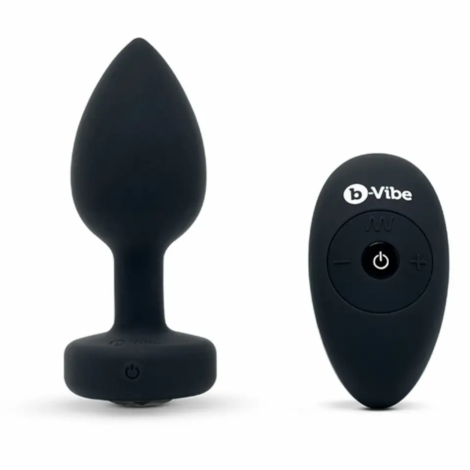 ⁨Zdalnie sterowany plug analny - B-Vibe Vibrating Jewel Plug M/L Black Diamond⁩ w sklepie Wasserman.eu