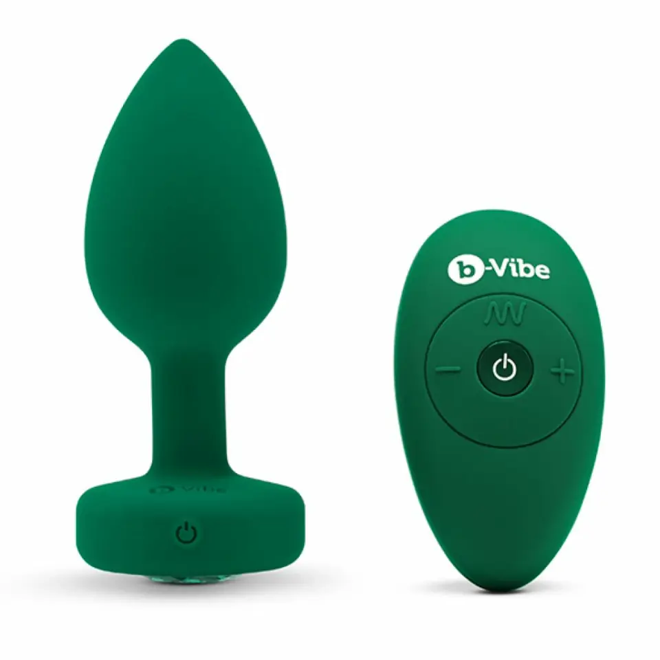 Zdalnie sterowany plug analny - B-Vibe Vibrating Jewel Plug M/L Emerald w sklepie Wasserman.eu