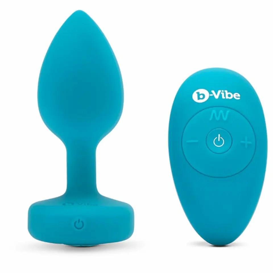 Zdalnie sterowany plug analny - B-Vibe Vibrating Jewel Plug S/M Aquamarine w sklepie Wasserman.eu