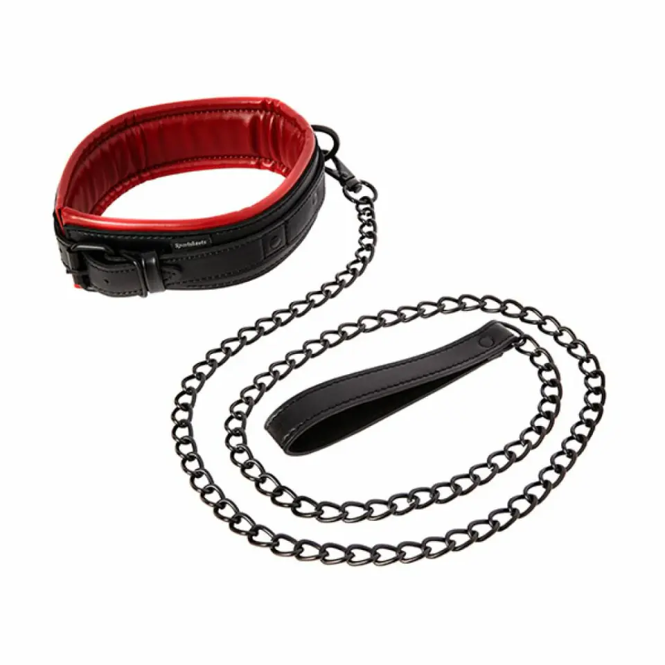 Sportsheets Saffron Leash & Collar - komplet obroży i smyczy z ekoskory w sklepie Wasserman.eu