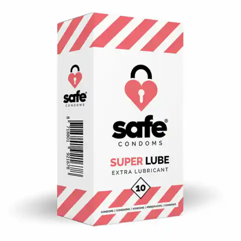 ⁨Safe - Super Lube Condoms Extra Lubricant 10 pcs⁩ at Wasserman.eu