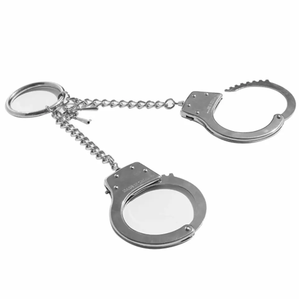 ⁨S&M Metalowe Kajdanki z Okrągłym Łącznikiem, Regulowane 13-19 cm⁩ w sklepie Wasserman.eu