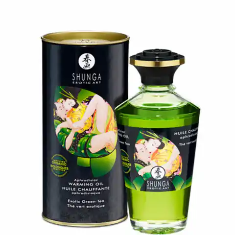 ⁨Rozgrzewający olejek do masażu - Shunga Aphrodisiac Warming Oil Green Tea 100 ml⁩ w sklepie Wasserman.eu
