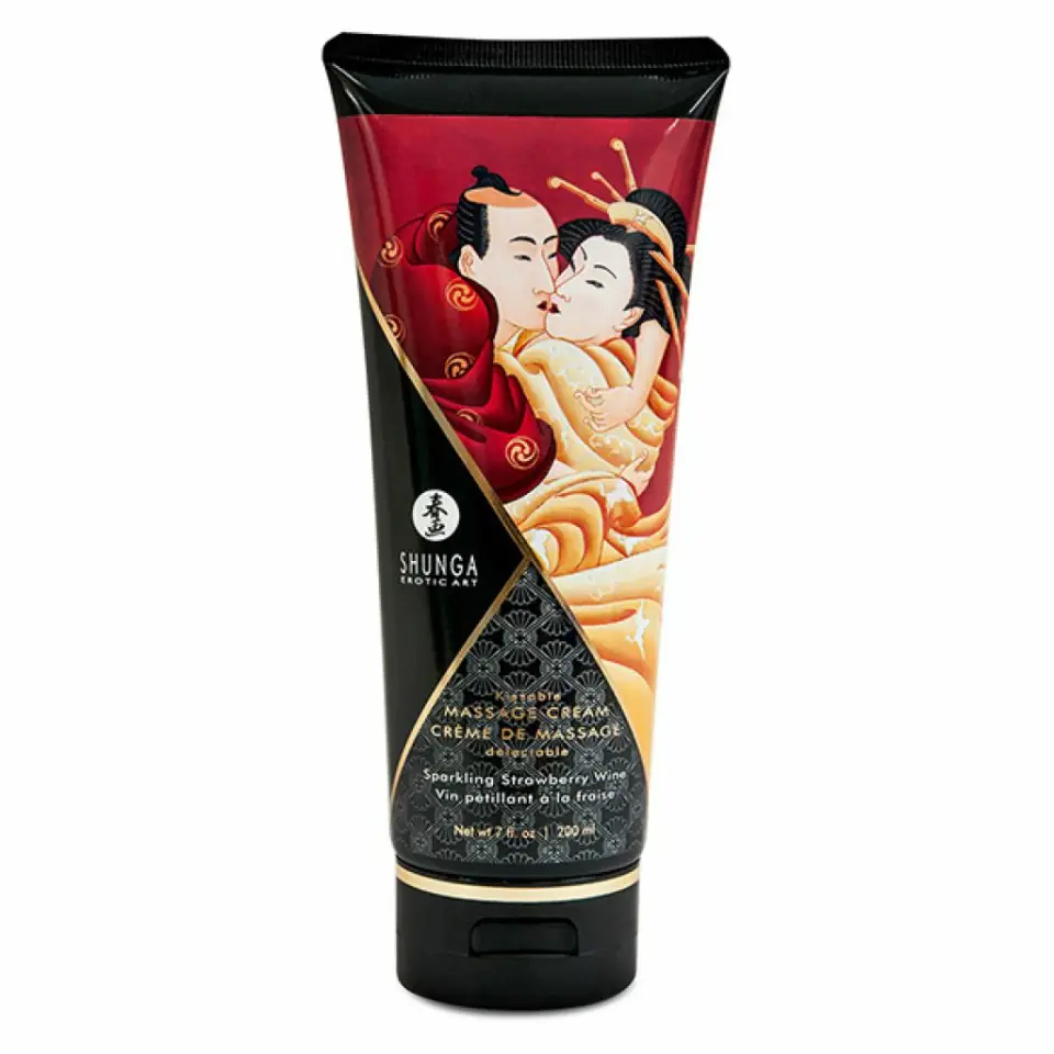 ⁨Jadalny krem do masażu o smaku szampana z truskawkami Shunga Kissable Massage Cream Sparkling Strawberry Wine 200 ml⁩ at Wasserman.eu