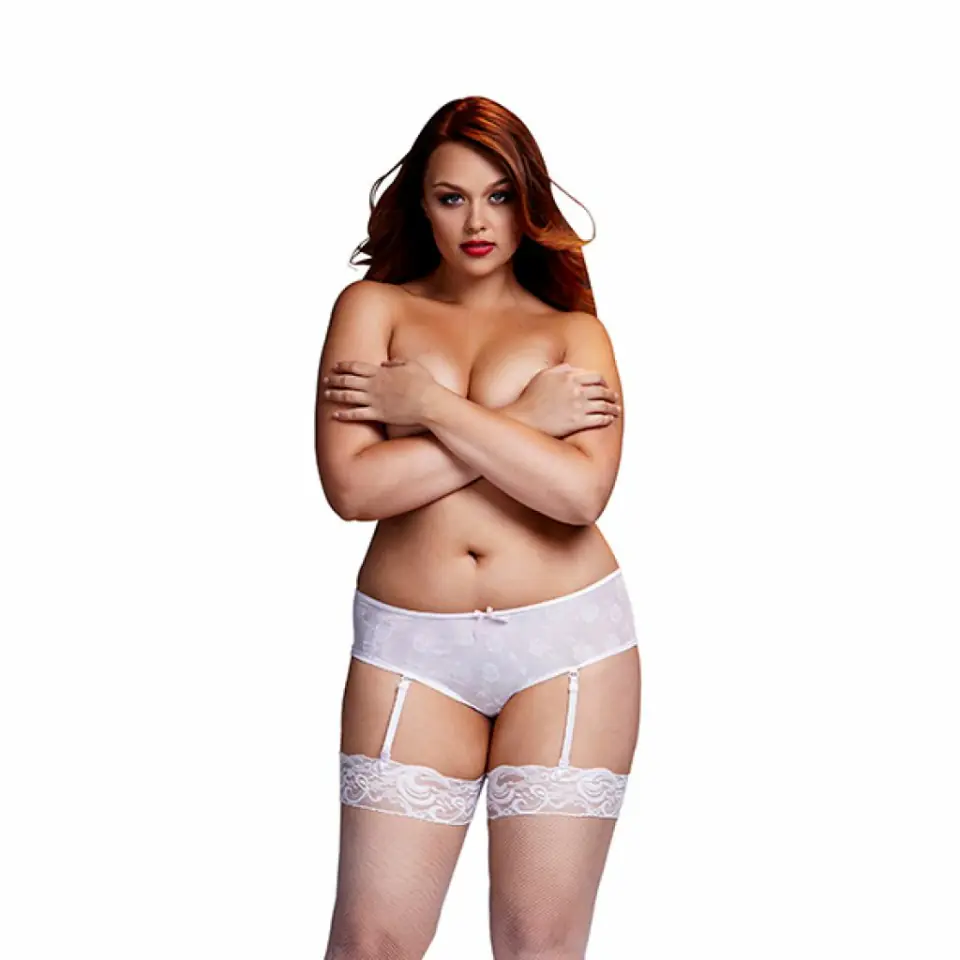 ⁨Baci - White Rose Open Crotch Boyshort Panty XL⁩ at Wasserman.eu