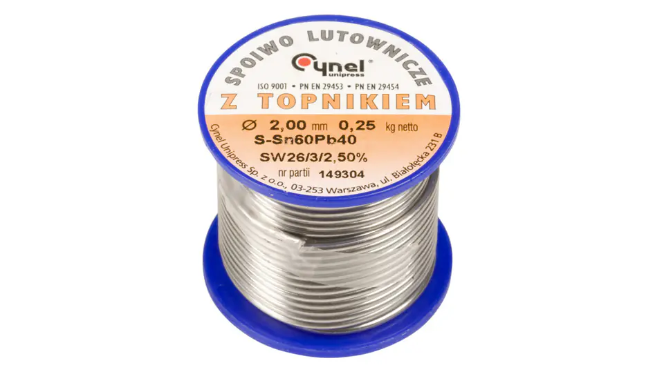 Drut do lutowania 2mm DW 2,00/TLR cyna E05ML-01010200801 w sklepie Wasserman.eu