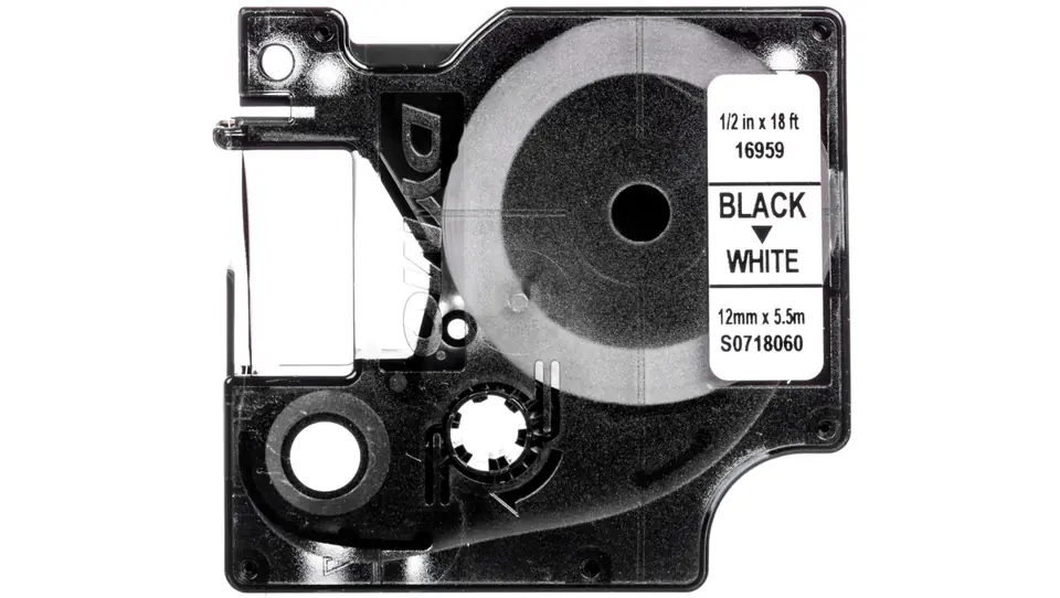 ⁨Taśma poliestrowa trwała do drukarek D1 12mm x 5,5m czarny/biały S0718060⁩ w sklepie Wasserman.eu