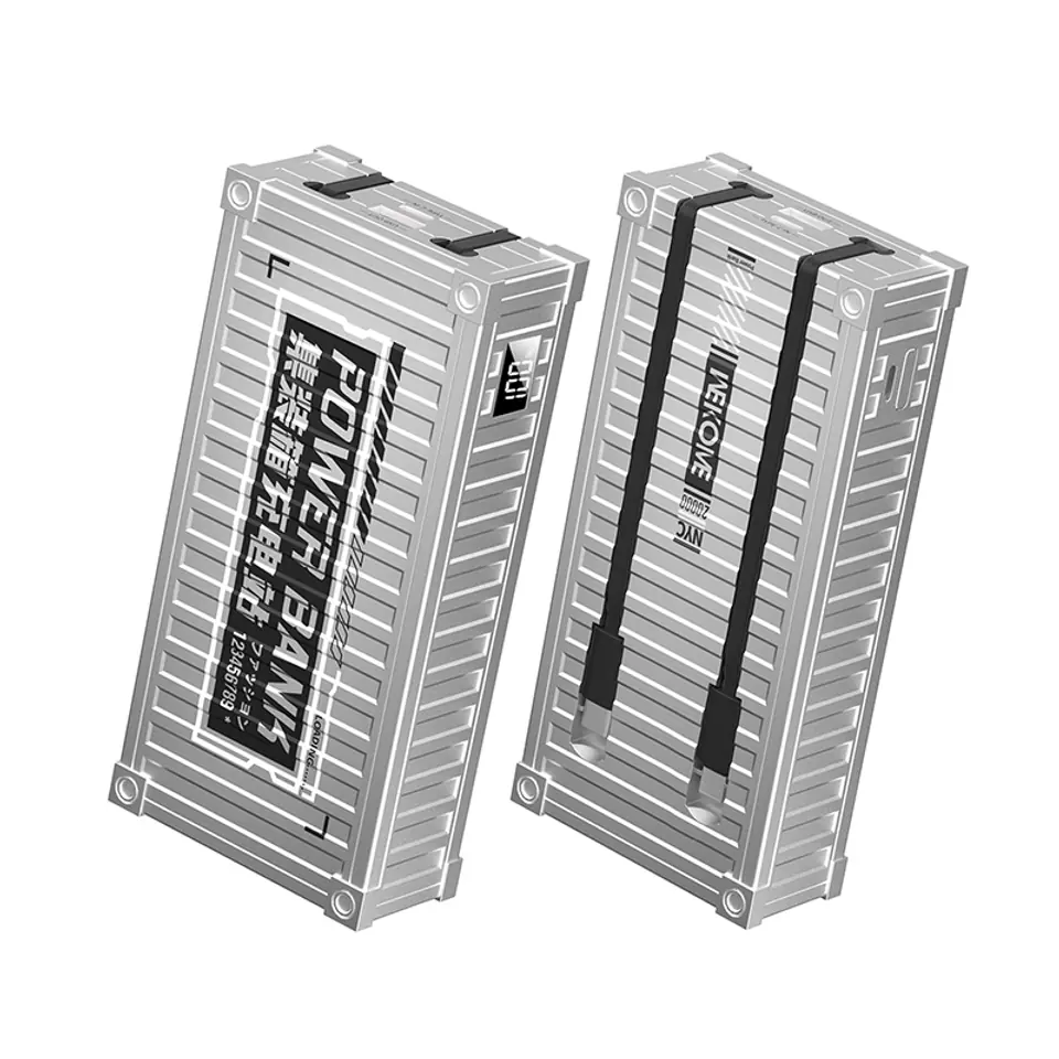 ⁨WEKOME WP-341 Container Series - Power bank 20000 mAh Super Charging z wbudowanym kablem USB-C & Lightning PD 20W + QC 22.5W (Srebrny)⁩ w sklepie Wasserman.eu