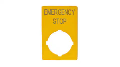 ⁨Tabliczka opisowa żółta prostokątna EMERGENCY STOP M22-XZK-GB99 216472⁩ w sklepie Wasserman.eu