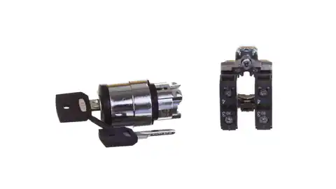 ⁨Przełącznik 3 położeniowy klucz 22mm czarny 2Z bez samopowrotu XB4BG33⁩ w sklepie Wasserman.eu