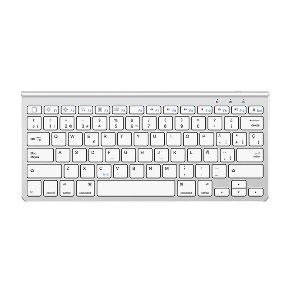 ⁨Bezprzewodowa klawiatura do iPad z uchwytem na tablet Omoton KB088 (srebrna)⁩ w sklepie Wasserman.eu