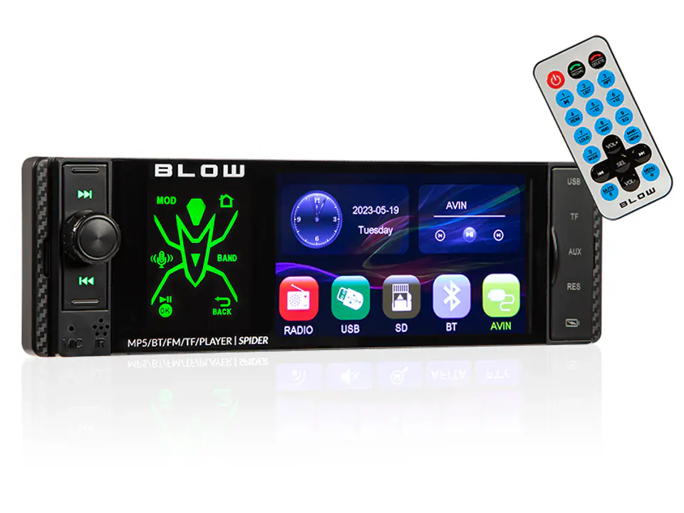 ⁨Radio BLOW SPIDER 4" RDS RGB MP5/USB/micro SD/BLUETOOTH⁩ at Wasserman.eu