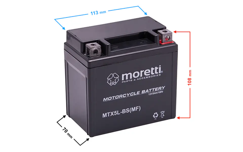 ⁨Akumulator Moretti AGM (Gel) MTX5L-BS⁩ w sklepie Wasserman.eu