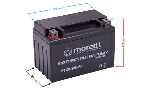 ⁨Akumulator Moretti AGM (Gel) MTX9-BS⁩ w sklepie Wasserman.eu
