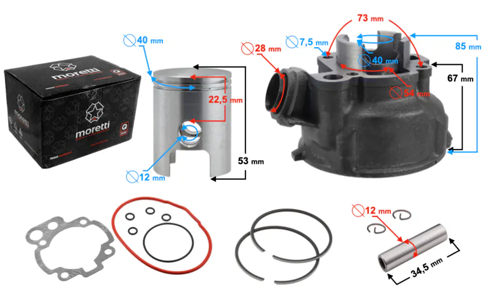 ⁨Cylinder Moretti do motoroweru 2T 50cc AM6⁩ w sklepie Wasserman.eu