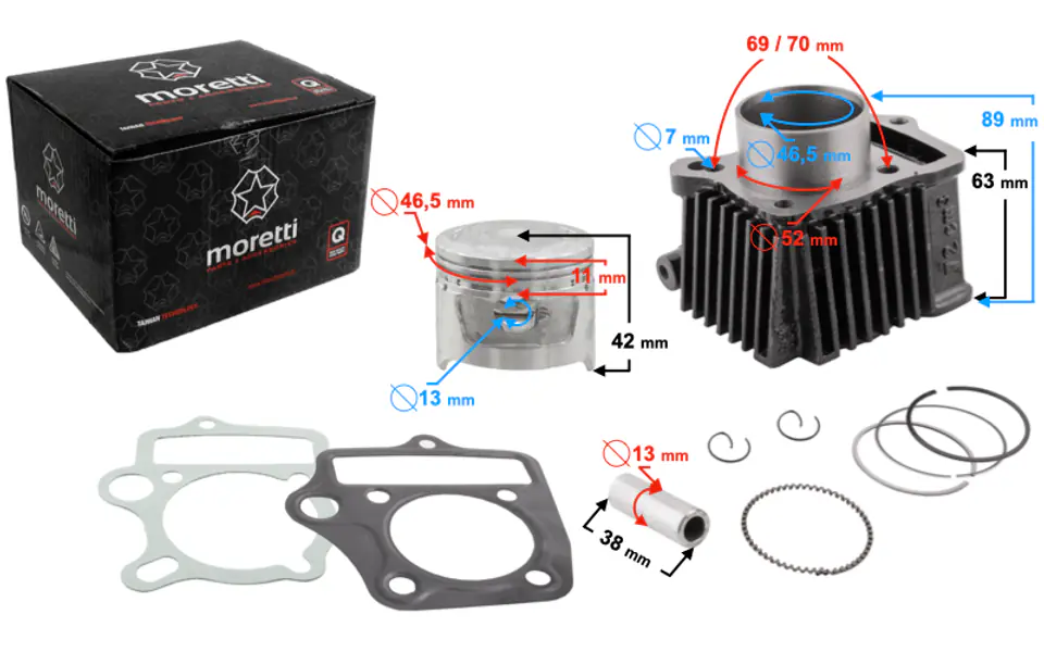 ⁨Cylinder Moretti do motoroweru 4T 80cc 139FMB⁩ w sklepie Wasserman.eu