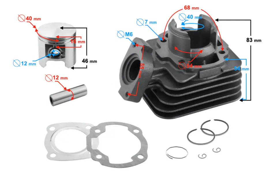 ⁨Cylinder Moretti do skutera 2T 50cc Buxy⁩ w sklepie Wasserman.eu