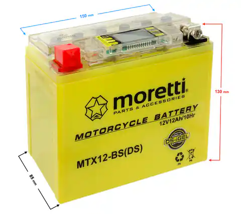 ⁨Akumulator Moretti AGM(I-Gel) MTX12-BS ze wskaźnikiem⁩ w sklepie Wasserman.eu