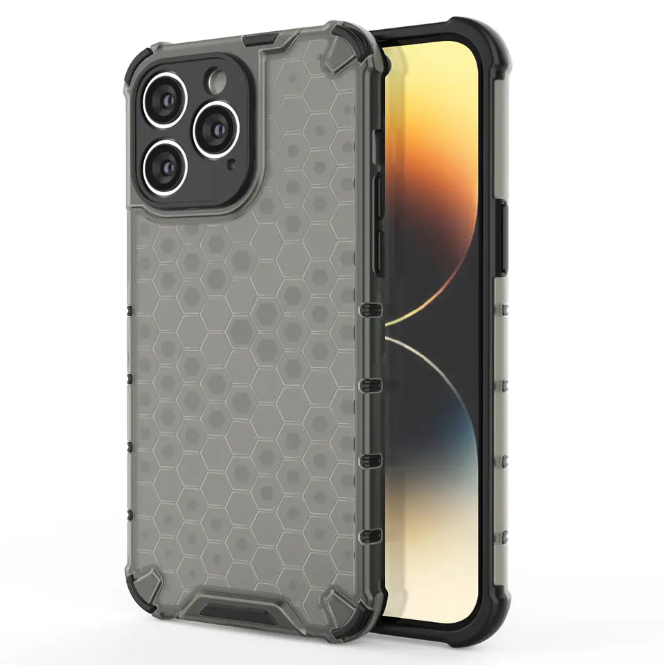 ⁨Honeycomb etui iPhone 14 Pro Max pancerny hybrydowy pokrowiec czarne⁩ w sklepie Wasserman.eu