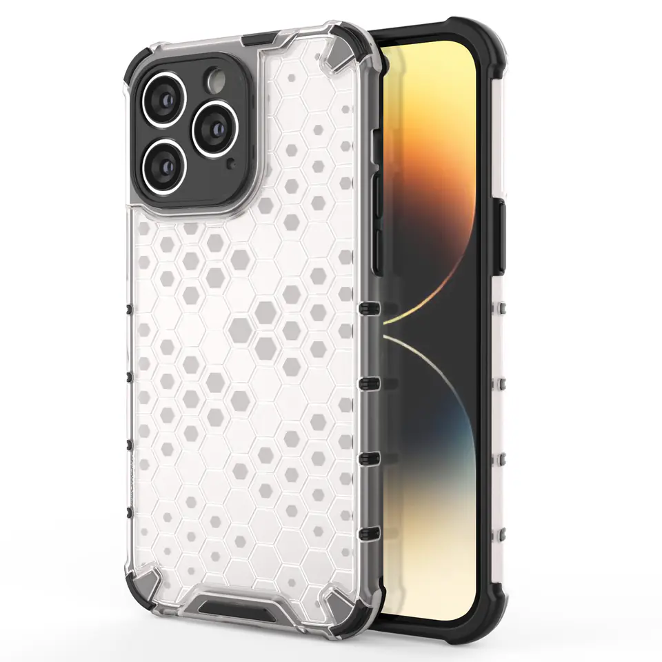 ⁨Honeycomb etui iPhone 14 Pro pancerny hybrydowy pokrowiec przezroczyste⁩ w sklepie Wasserman.eu