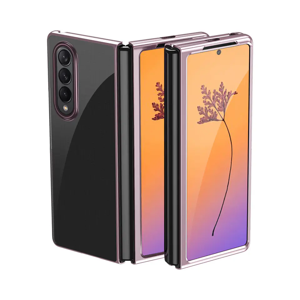 ⁨Plating Case etui Samsung Galaxy Z Fold 4 pokrowiec z metaliczną ramką różowe⁩ w sklepie Wasserman.eu