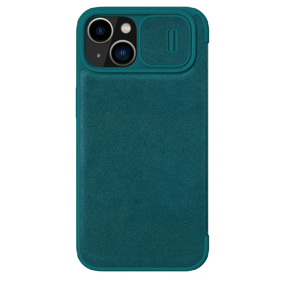 ⁨Nillkin Qin Leather Pro Case etui iPhone 14 Plus osłona na aparat kabura pokrowiec obudowa z klapką zielony⁩ w sklepie Wasserman.eu