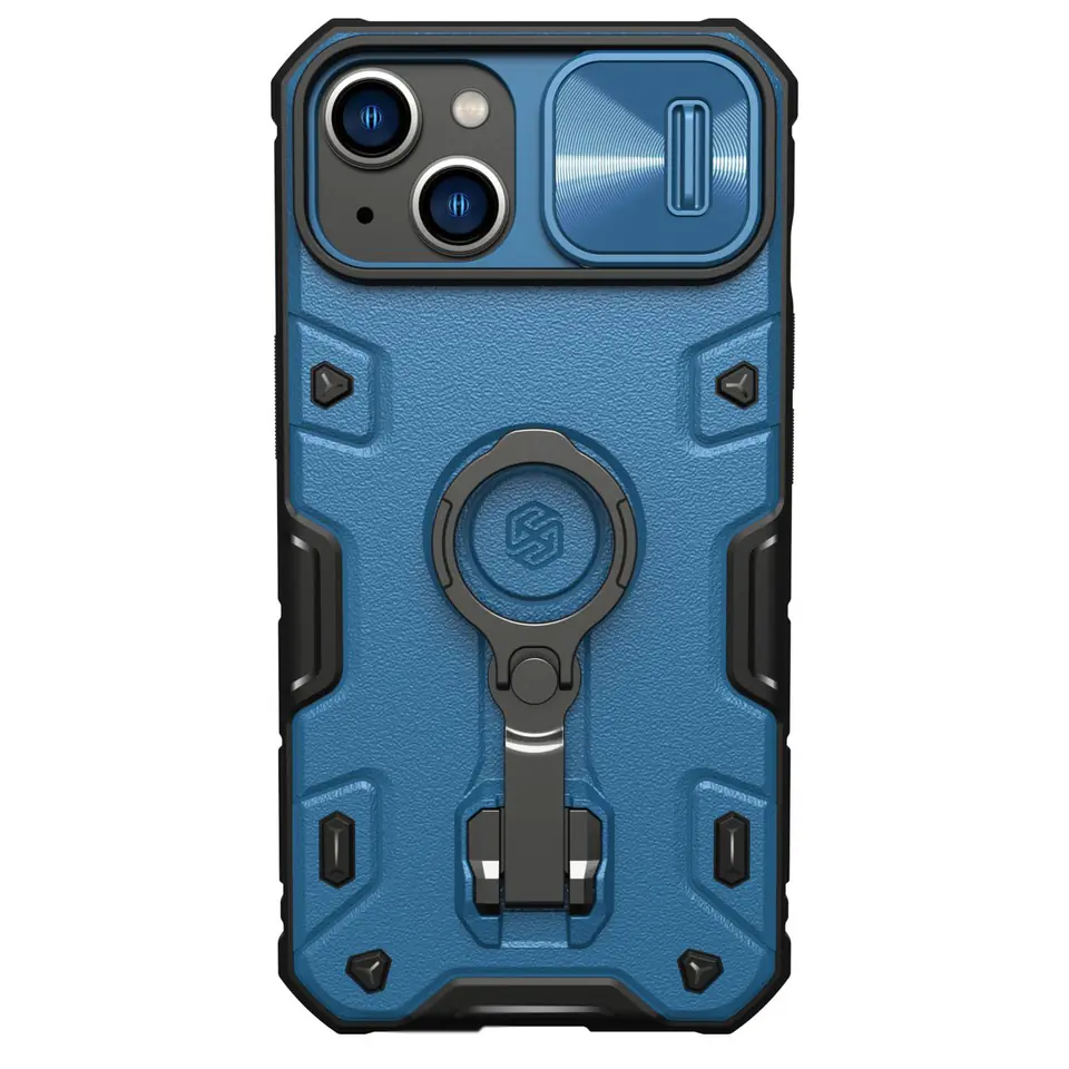 ⁨Nillkin CamShield Armor Pro Case etui iPhone 14 pancerny pokrowiec z osłoną na aparat ring podstawka niebieskie⁩ w sklepie Wasserman.eu