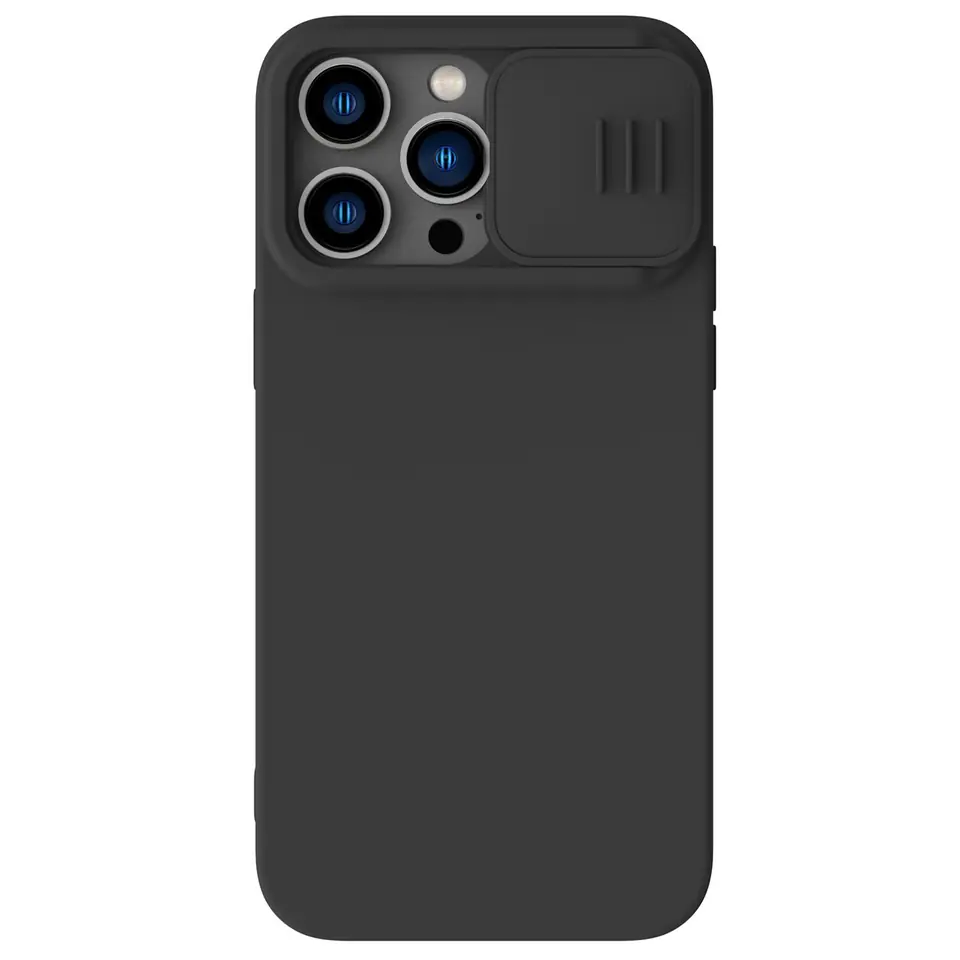 ⁨Nillkin CamShield Silky Silicone Case etui iPhone 14 Pro Max pokrowiec z osłoną na aparat czarny⁩ w sklepie Wasserman.eu
