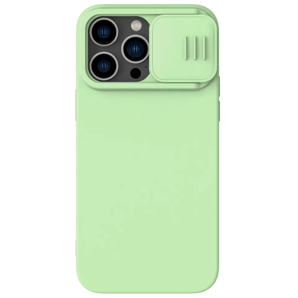 ⁨Nillkin CamShield Silky Silicone Case etui iPhone 14 Pro Max pokrowiec z osłoną na aparat zielony⁩ w sklepie Wasserman.eu