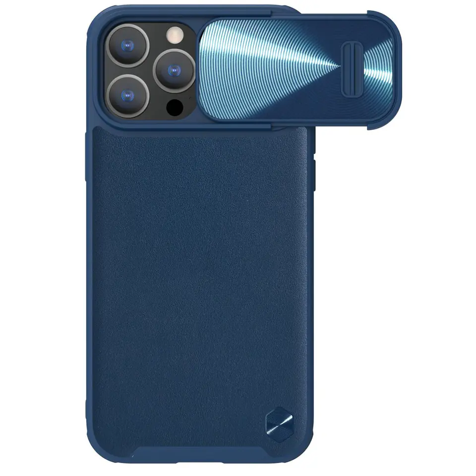⁨Nillkin CamShield Leather S Case etui iPhone 14 Pro pokrowiec z osłoną na aparat niebieskie⁩ w sklepie Wasserman.eu