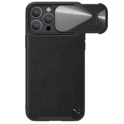 ⁨Nillkin CamShield Leather S Case etui iPhone 14 Pro Max pokrowiec z osłoną na aparat czarny⁩ w sklepie Wasserman.eu