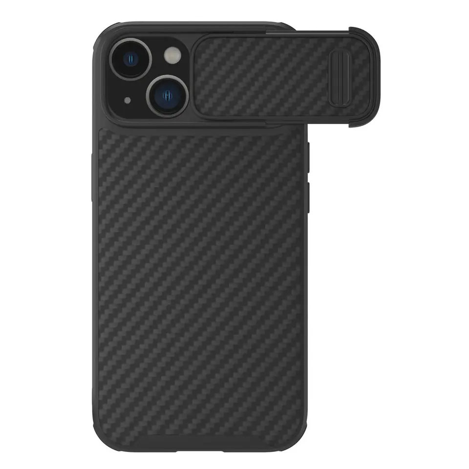 ⁨Nillkin Synthetic Fiber S Case etui iPhone 14 z osłoną na aparat czarny⁩ w sklepie Wasserman.eu