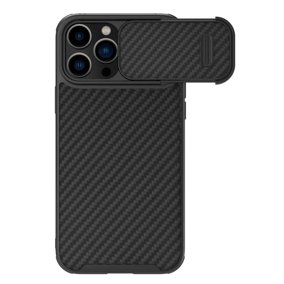 ⁨Nillkin Synthetic Fiber S Case etui iPhone 14 Pro z osłoną na aparat czarny⁩ w sklepie Wasserman.eu
