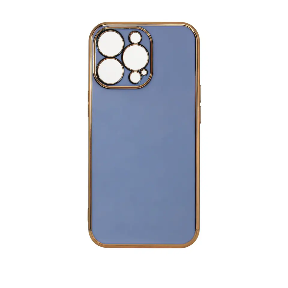 ⁨Lighting Color Case etui do iPhone 12 Pro Max żelowy pokrowiec ze złotą ramką niebieski⁩ w sklepie Wasserman.eu