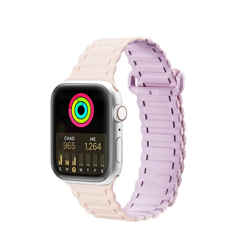 ⁨Dux Ducis Strap (Armor Version) pasek Apple Watch Ultra, SE, 8, 7, 6, 5, 4, 3, 2, 1 (49, 45, 44, 42  mm) silikonowa magnetyczna opaska bransoleta różowo-fioletowy⁩ w sklepie Wasserman.eu