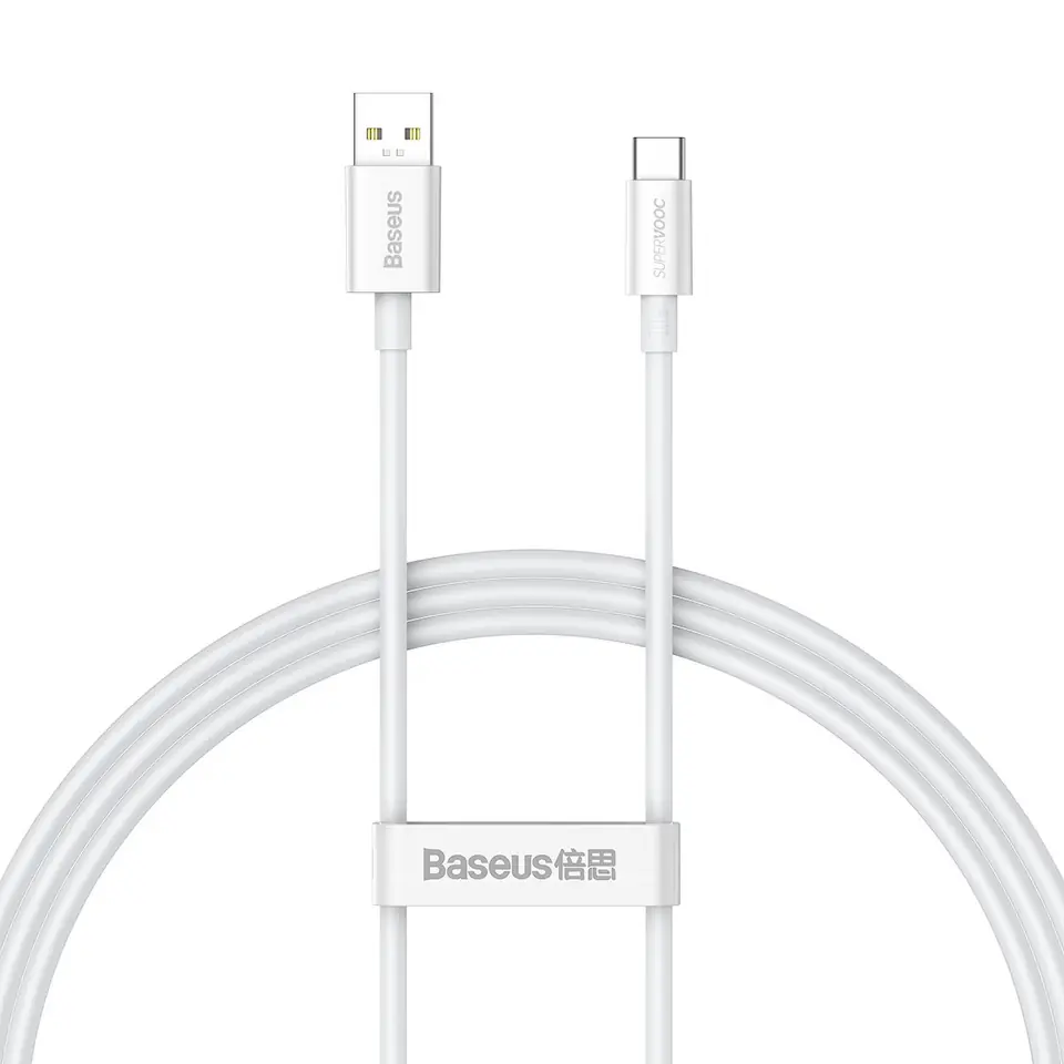 ⁨Baseus Superior Series kabel SUPERVOOC USB-A do USB-C 65W 1m biały⁩ w sklepie Wasserman.eu