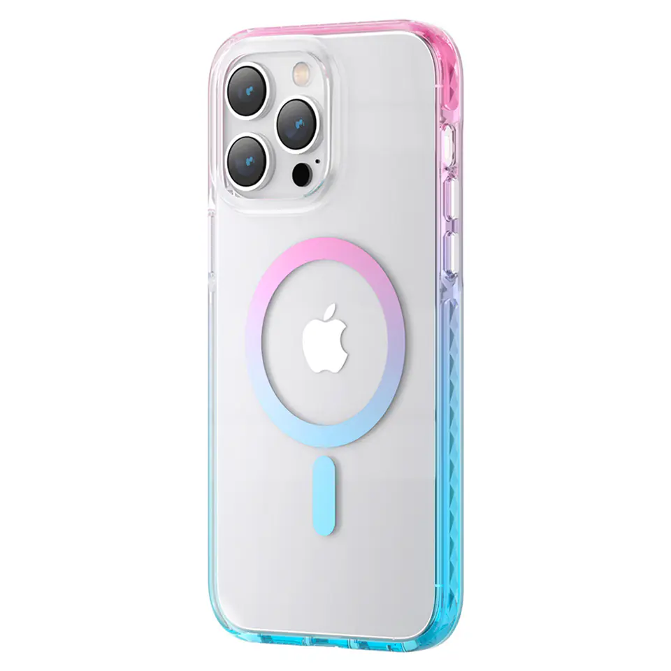 ⁨Kingxbar PQY Ice Crystal Series magnetyczne etui iPhone 14 Plus MagSafe różowo-niebieskie⁩ w sklepie Wasserman.eu