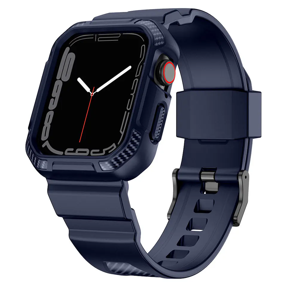 ⁨Kingxbar CYF106 2w1 pasek Apple Watch SE, 8, 7, 6, 5, 4, 3, 2, 1 (41, 40, 38 mm) z wbudowanym etui niebieski⁩ w sklepie Wasserman.eu