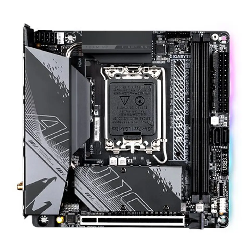 ⁨Gigabyte | B760I AORUS PRO 1.0 | Processor family Intel | Processor socket LGA1700 | DDR5 DIMM | Memory slots 2 | Supported har⁩ w sklepie Wasserman.eu