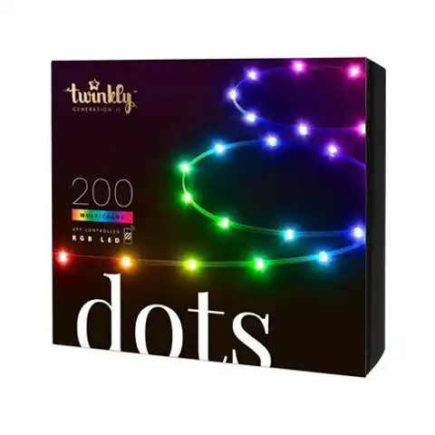 ⁨Inteligentne oświetlenie LED Twinkly Dots 200 RGB (wielokolorowe), 10 m, przezroczyste⁩ w sklepie Wasserman.eu