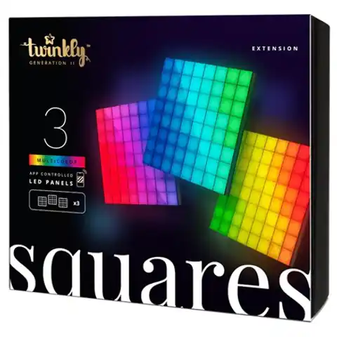 ⁨Zestaw rozszerzeń inteligentnych paneli LED Twinkly Squares (3 panele)⁩ w sklepie Wasserman.eu