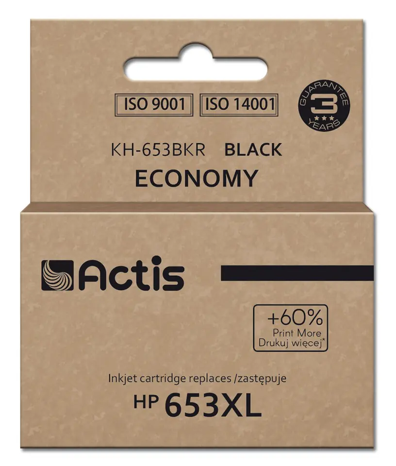 Tusz Actis KH-653BKR (zamiennik HP 653XL 3YM75AE; Premium; 20ml; 575 stron; czarny) w sklepie Wasserman.eu