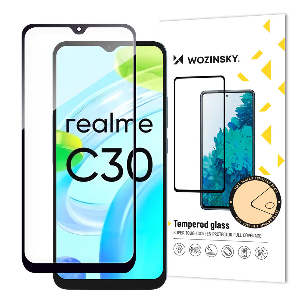 ⁨Wozinsky Full Glue Tempered Glass szkło hartowane Realme C30 / Realme Narzo 50i Prime 9H na cały ekran z czarną ramką⁩ w sklepie Wasserman.eu