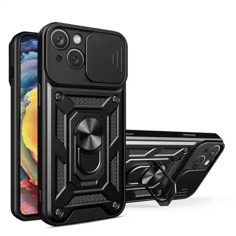 ⁨Hybrid Armor Camshield etui iPhone 14 pancerny pokrowiec z osłoną na aparat czarne⁩ w sklepie Wasserman.eu