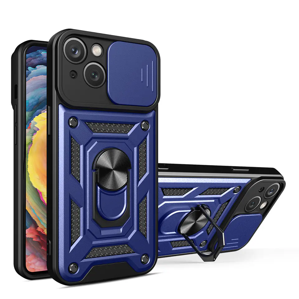 ⁨Hybrid Armor Camshield etui iPhone 14 Plus pancerny pokrowiec z osłoną na aparat niebieskie⁩ w sklepie Wasserman.eu
