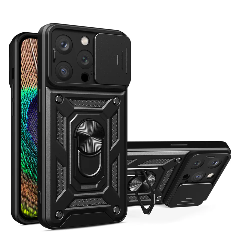 ⁨Hybrid Armor Camshield etui iPhone 14 Pro Max pancerny pokrowiec z osłoną na aparat czarne⁩ w sklepie Wasserman.eu