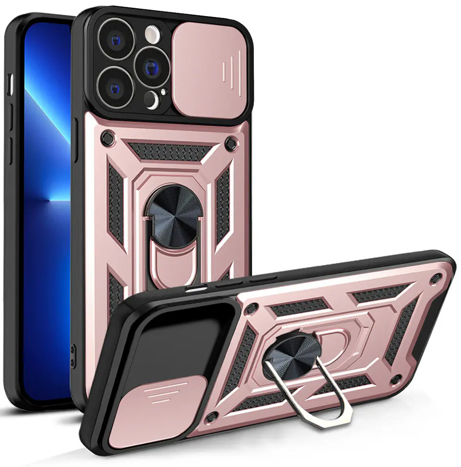 ⁨Hybrid Armor Camshield etui iPhone 13 Pro Max pancerny pokrowiec z osłoną na aparat różowe⁩ w sklepie Wasserman.eu